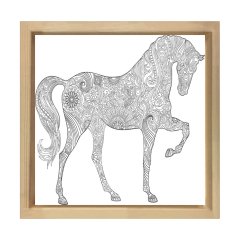 Zebra Boyama Tablo Tablosu Naturel Ahşap Çerçeve - 70x70