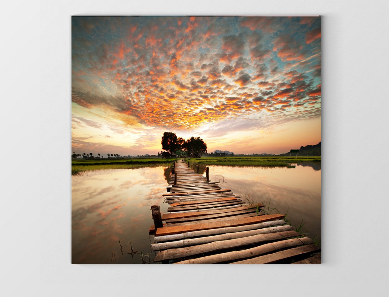 Gün Batımı İskele Tablosu Çerçevesiz - 100x100