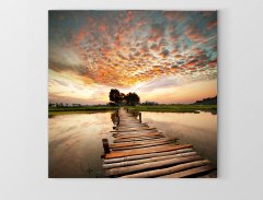 Gün Batımı İskele Tablosu Çerçevesiz - 100x100
