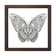 Mandala Kelebek Tablosu Kahverengi Ahşap Çerçeve - 80x80