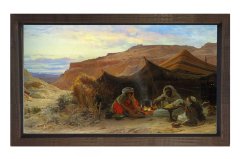 Bedevi Çadırı Tablosu Kahverengi Ahşap Çerçeve - 100x200