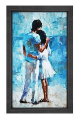 Aşık Çift Tablosu Siyah Ahşap Çerçeve - 50x70