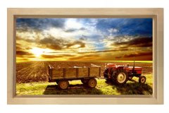 Tarla Ve Traktör Tablosu Naturel Ahşap Çerçeve - 45x30