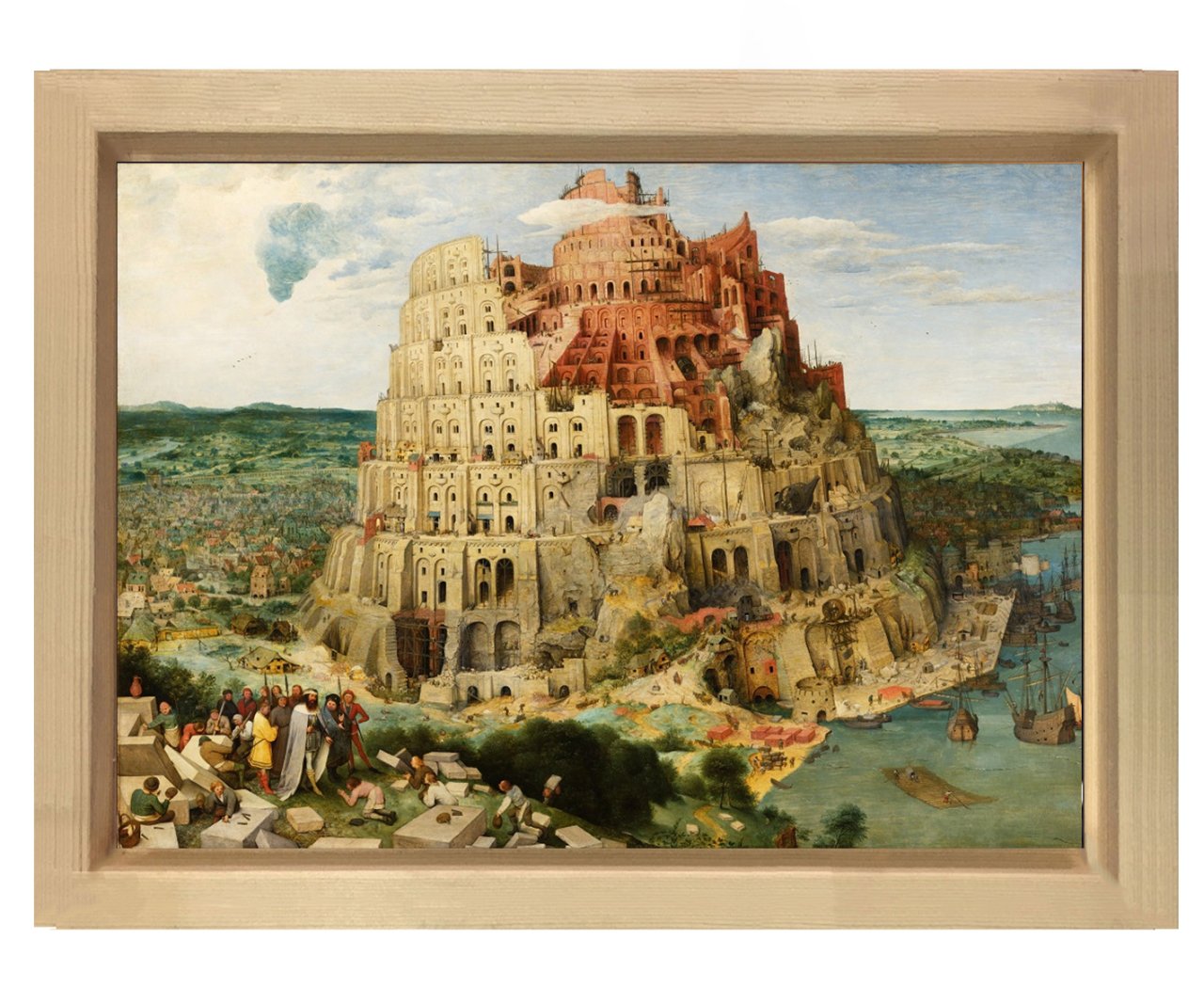Pieter Brueghel - Babil Kulesi Tablo Naturel Ahşap Çerçeve - 45x30
