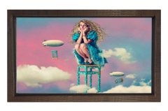 Düşünen Kadın Düyası Tablosu Kahverengi Ahşap Çerçeve - 40x60