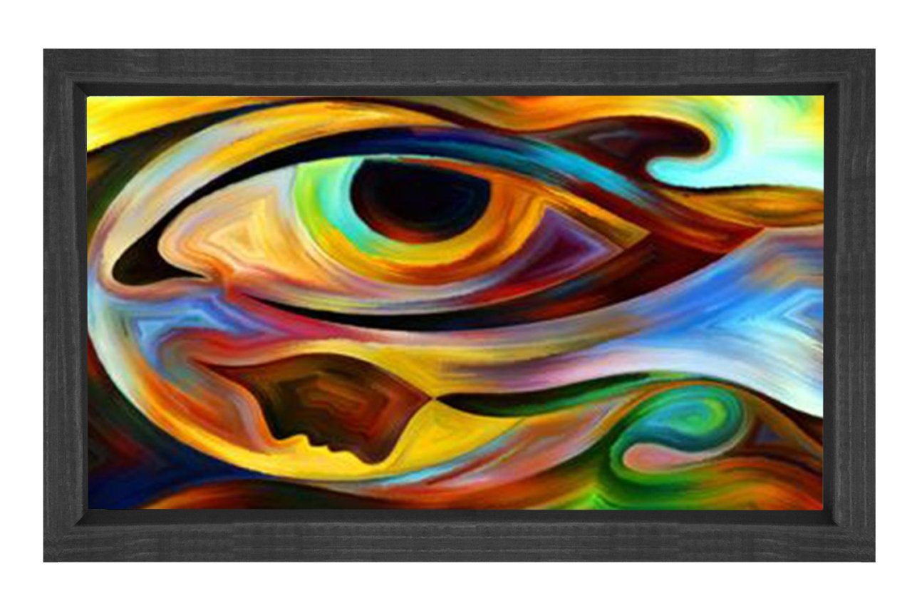 Soyut Reprodüksiyon Tablosu Siyah Ahşap - 50x70