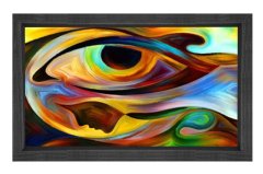Soyut Reprodüksiyon Tablosu Siyah Ahşap - 50x70
