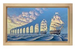 Gemiler Tablosu Naturel Ahşap Çerçeve - 50x70