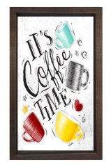 Kahve Zamanı Coffee Time Tablosu Kahverengi Ahşap - 70x100