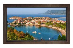Güzel Koy Tablosu Kahverengi Ahşap - 50x90
