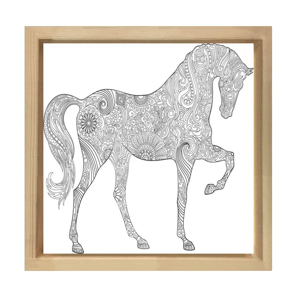 Zebra Boyama Tablo Tablosu Naturel Ahşap Çerçeve - 100x100