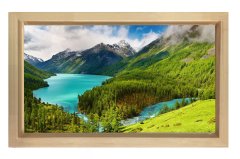 Dağlar Arasında Ki Ormanlı Göl Tablosu Naturel Ahşap - 40x60