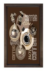 Dekoratif Kahve Reklam Coffee Tablosu Kahverengi Ahşap Çerçeve - 100x150