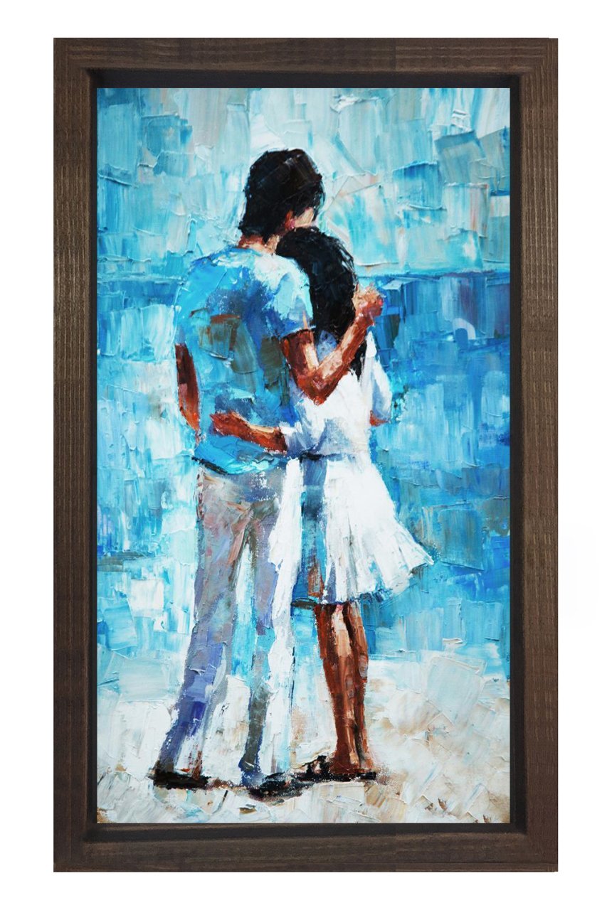 Aşık Çift Tablosu Kahverengi Ahşap Çerçeve - 100x150