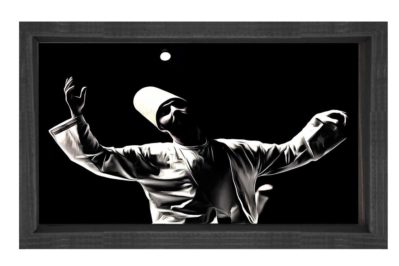 Semazen Tablosu Siyah Ahşap Çerçeve - 100x200