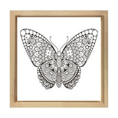 Mandala Kelebek Tablosu Naturel Ahşap Çerçeve - 30x30