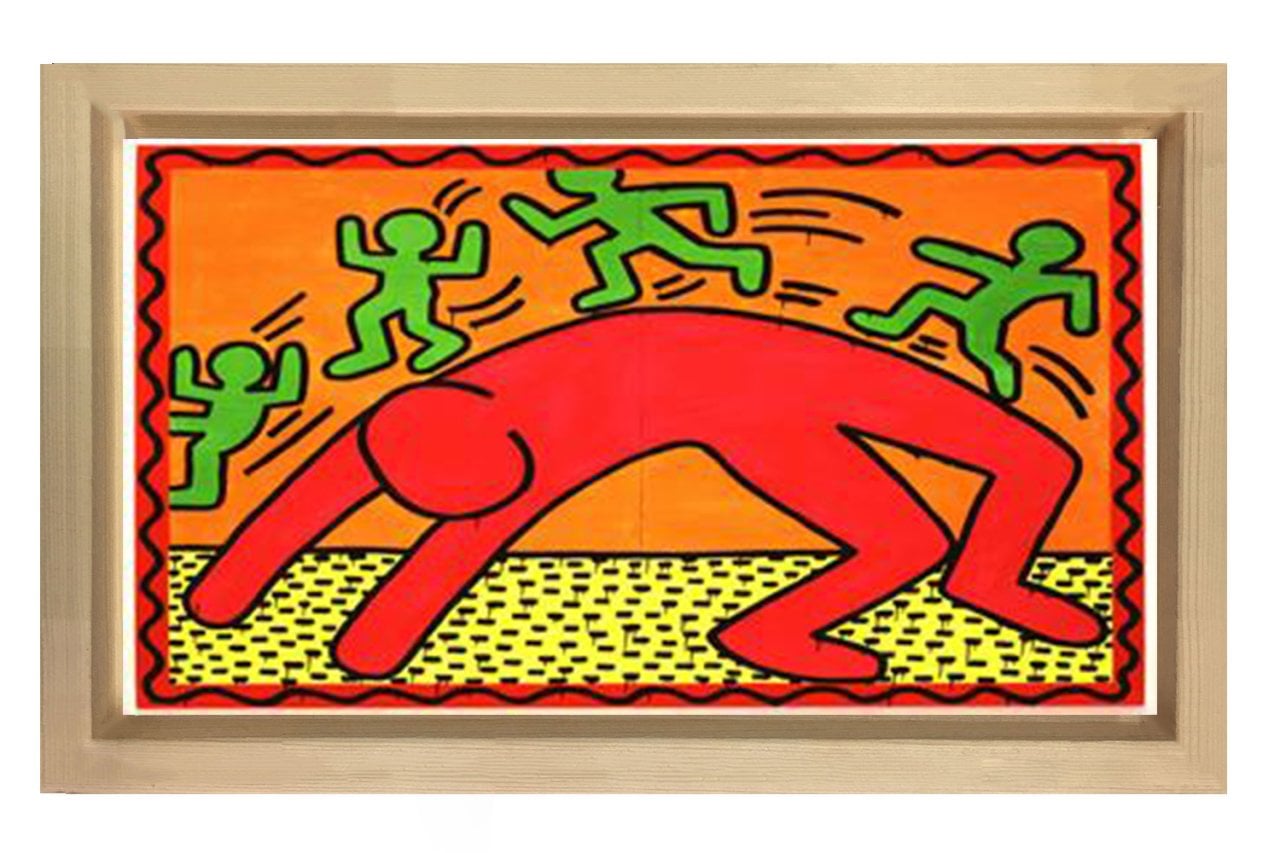 Soyut Adamlar Tablosu Naturel Ahşap Çerçeve - 100x150
