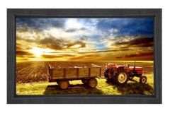 Tarla Ve Traktör Tablosu Siyah Ahşap Çerçeve - 100x150