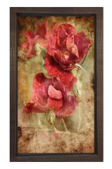 Gelincikler Tablosu Kahverengi Ahşap Çerçeve - 50x70