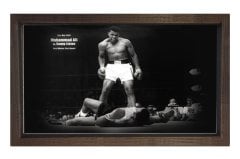 Muhammed Ali Ringde Tablosu Kahverengi Ahşap Çerçeve - 45x30