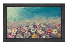 Papatya Manzara Çiçekleri Tablosu Siyah Ahşap - 50x70
