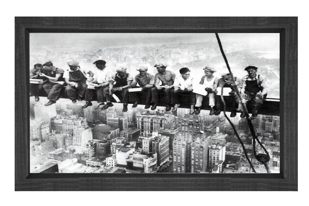 Emekçiler molada Tablosu Siyah Ahşap Çerçeve - 40x60