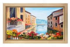 Kıyı Evleri Tablosu Naturel Ahşap - 70x100