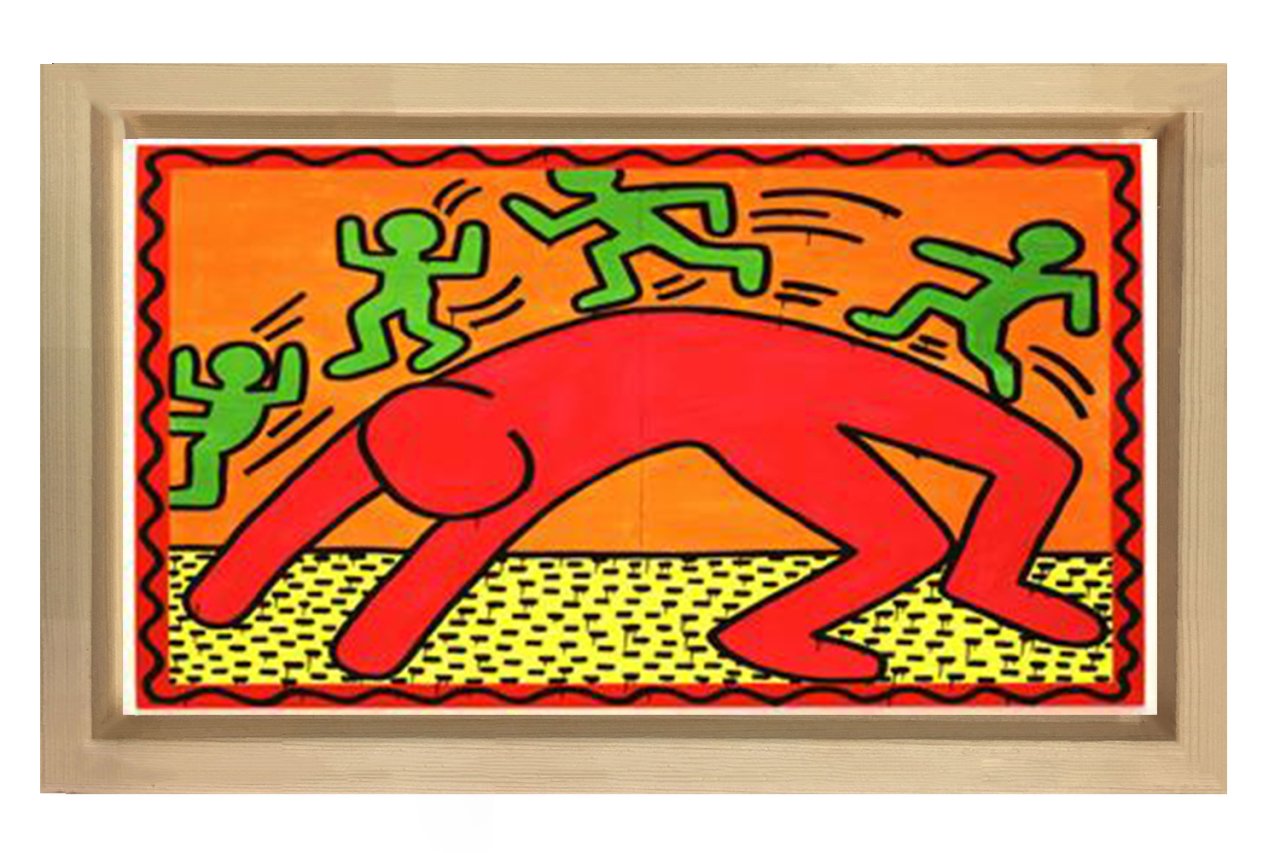 Soyut Adamlar Tablosu Naturel Ahşap Çerçeve - 40x60