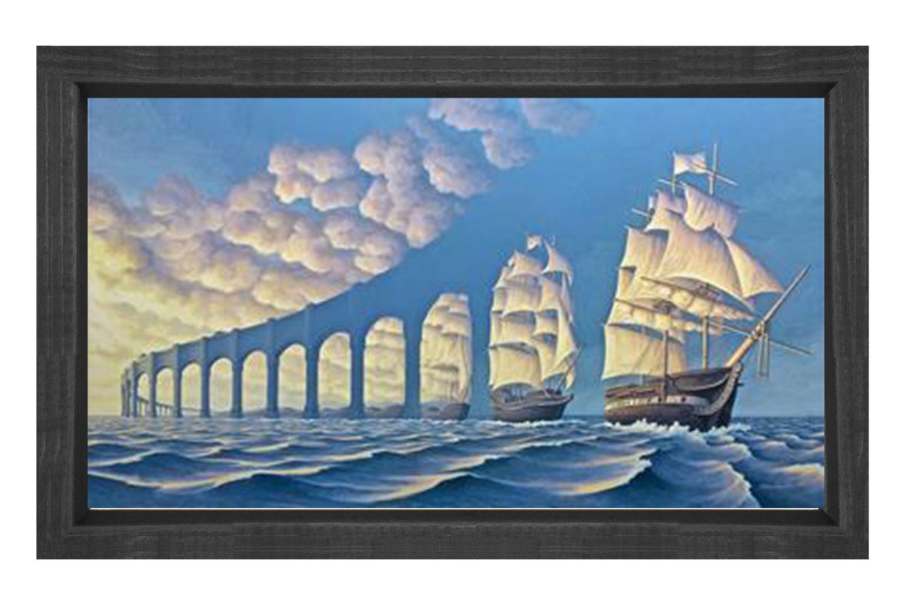 Gemiler Tablosu Siyah Ahşap Çerçeve - 100x200