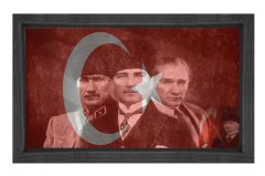 Atatürk Ve Türk Bayrağı Tablosu Siyah Ahşap - 70x100