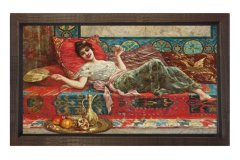 Mutlu Cariye Tablosu Kahverengi Ahşap - 40x60
