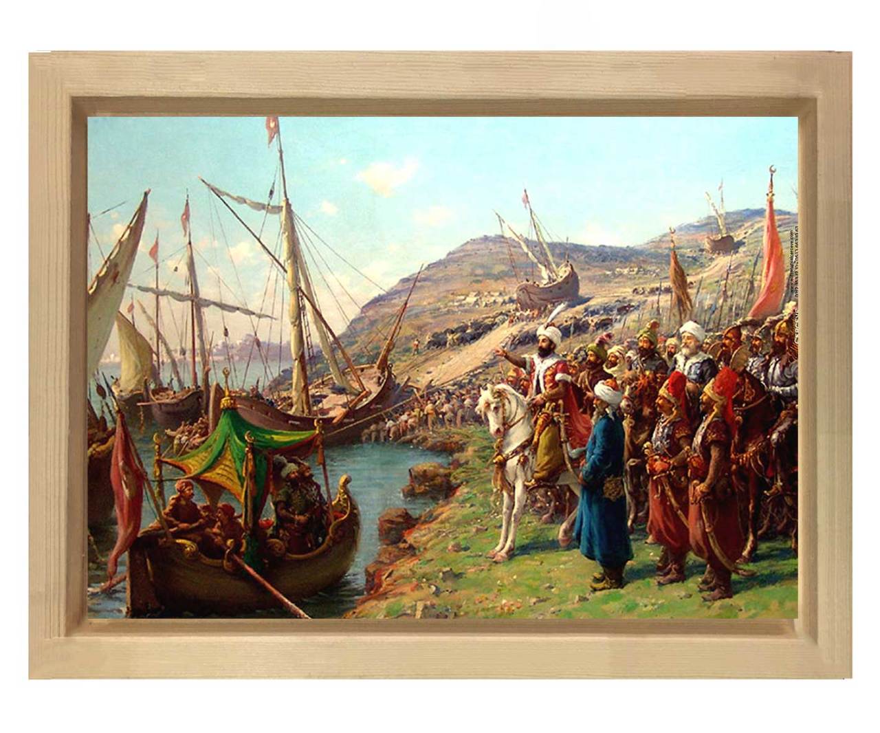 İstanbul'un Fethi Tablosu Naturel Ahşap Çerçeve - 70x100