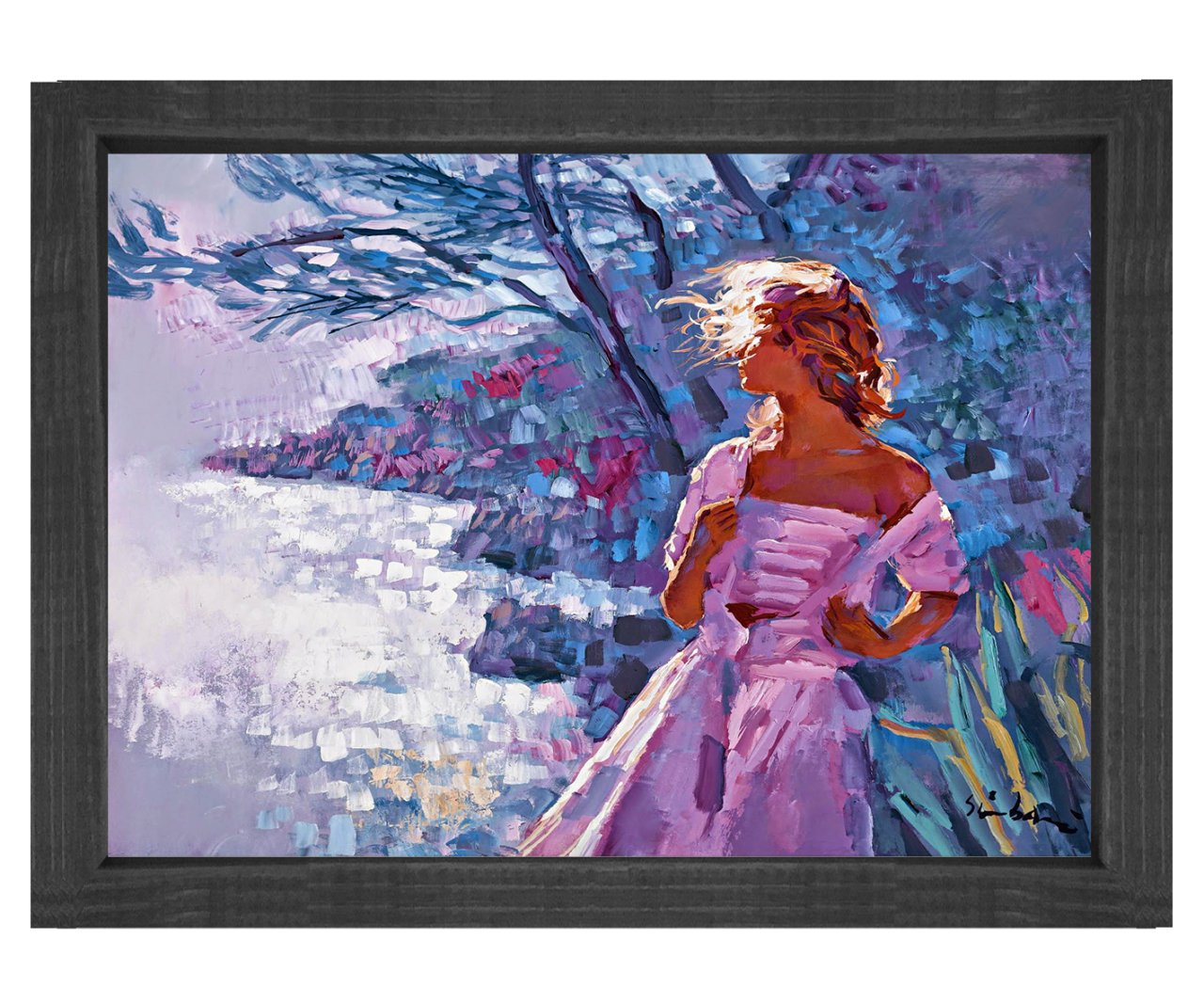 Rüzgar Esintisi Tablosu Siyah Ahşap Çerçeve - 70x100