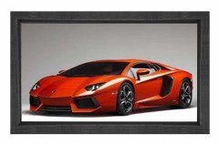 Kırmızı Lamborghini Aventador Tablosu Siyah Ahşap Çerçeve - 100x200