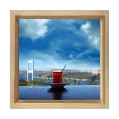 Boğaz Çayı Tablosu Naturel Ahşap Çerçeve - 90x90