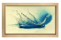 Soyut Mavilik  Tablosu Naturel Ahşap - 45x30