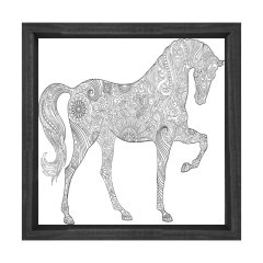 Zebra Boyama Tablo Tablosu Siyah Ahşap Çerçeve - 80x80
