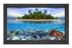 Ada ve Sualtı Dünyası Tablosu Siyah Ahşap Çerçeve - 45x30