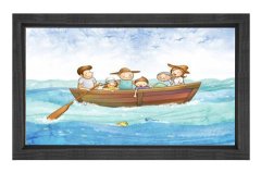 Mutlu Kayık Tablosu Siyah Ahşap Çerçeve - 50x90