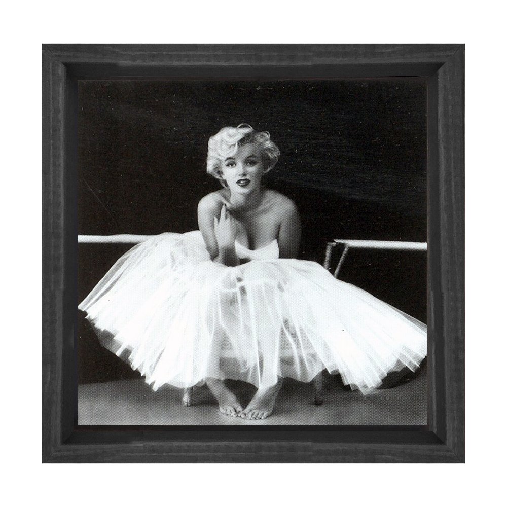 Marilyn Monroe Siyah Beyaz Tablosu Siyah Ahşap Çerçeve - 80x80