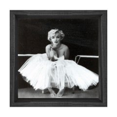 Marilyn Monroe Siyah Beyaz Tablosu Siyah Ahşap Çerçeve - 80x80