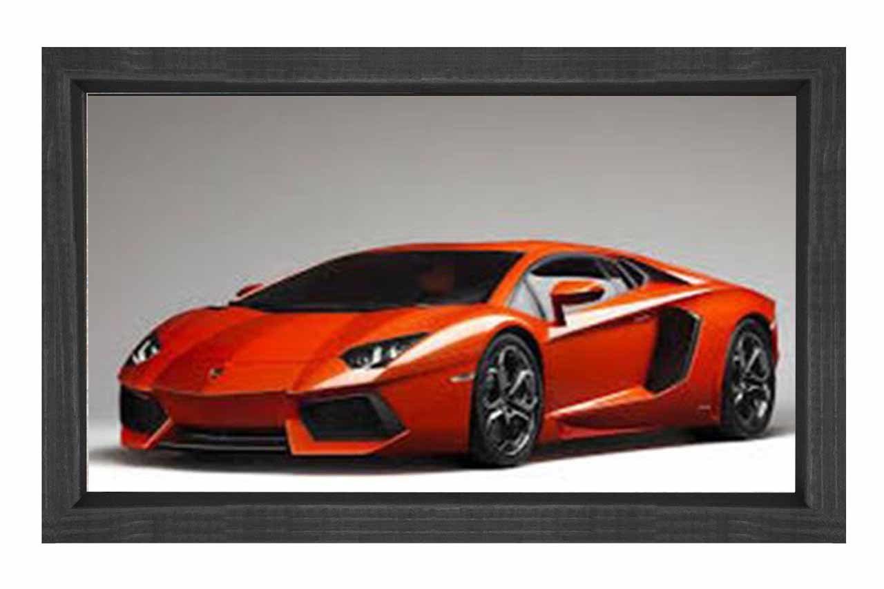 Kırmızı Lamborghini Aventador Tablosu Siyah Ahşap Çerçeve - 45x30