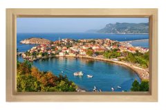 Güzel Koy Tablosu Naturel Ahşap - 70x100