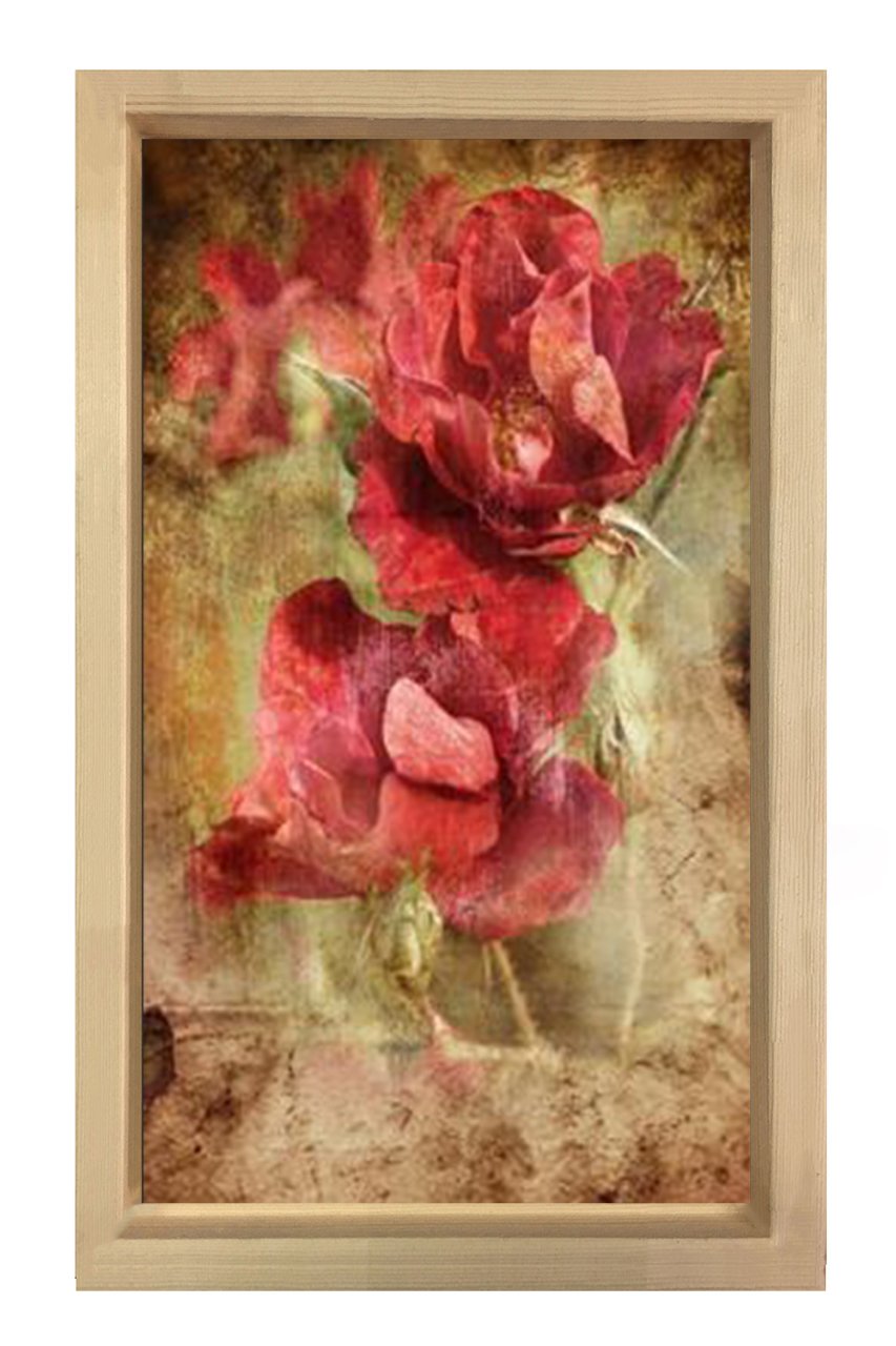 Gelincikler Tablosu Naturel Ahşap Çerçeve - 50x70
