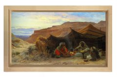 Bedevi Çadırı Tablosu Naturel Ahşap Çerçeve - 50x90