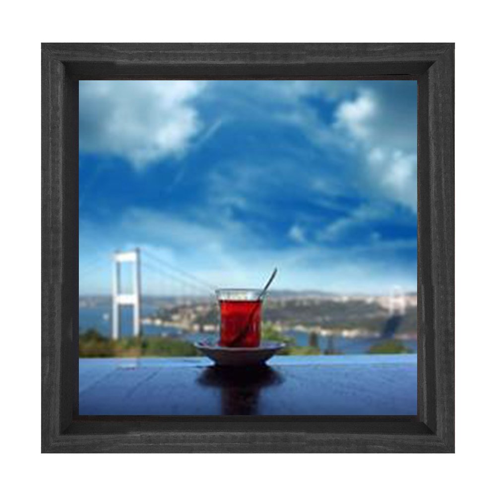 Boğaz Çayı Tablosu Siyah Ahşap Çerçeve - 60x60