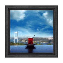 Boğaz Çayı Tablosu Siyah Ahşap Çerçeve - 60x60