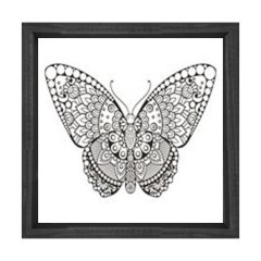 Mandala Kelebek Tablosu Siyah Ahşap Çerçeve - 40x40