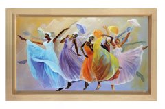 Renkli Dansörler Sahnede Tablosu Naturel Ahşap Çerçeve - 100x200