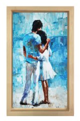 Aşık Çift Tablosu Naturel Ahşap Çerçeve - 40x60